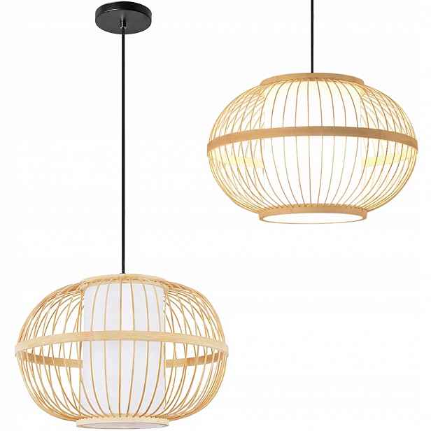 Závěsné Stropní Svítidlo Boho Bambusová Naturalana Dřevěná Velká Ažurová 50 cm