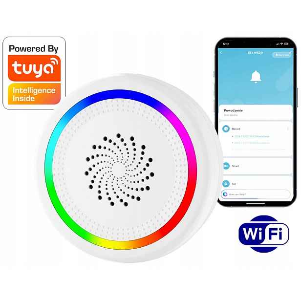 Rtx Funkční signalizátor Siréna WiFi Tuya #Vlastní zprávy a melodie