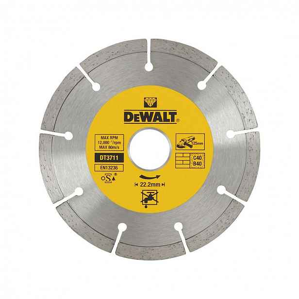 DeWALT - Diamantový kotouč na suché řezání betonu a cihel - 125 x 22,2 mm DT3711