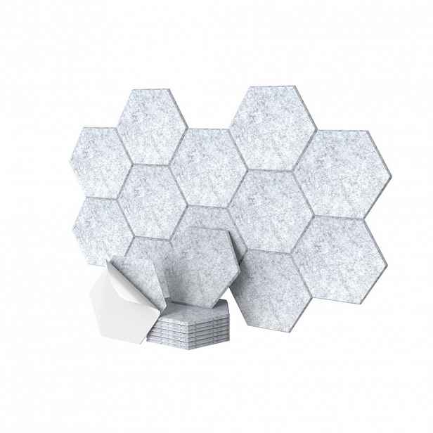 Relaxdays PANEL Šedý hexagon 18dílný-set samolepicí 30x26 cm