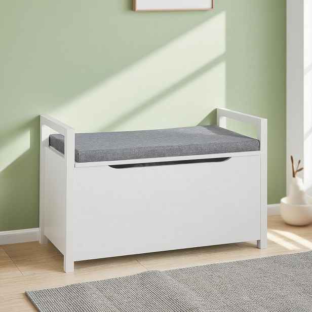 TEMU 1ks Mobilní botník s polštářem, uzavřený organizér na boty - Stabilní vstupní lavice s nosností 120 kg, bílá 86x38x54cm - GTS87-X