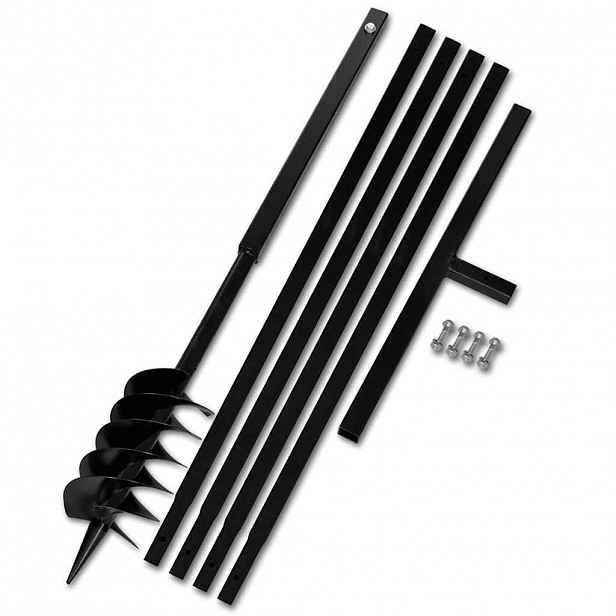 vidaXL Zemní vrták s rukojetí 120 mm, s nástavci 5 m, ocel