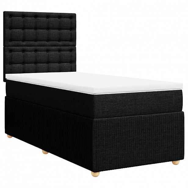 vidaXL Box spring postel s matrací černá 90x190 cm textil