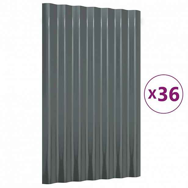 vidaXL Střešní panely 36 ks pozinkovaná ocel antracit 60 x 36 cm