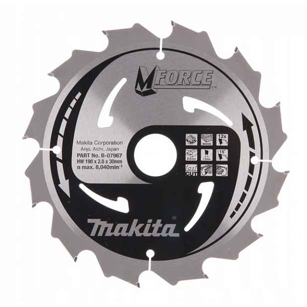 Kotoučová Pila Na Dřevo M-force 190*30 MM 12Z