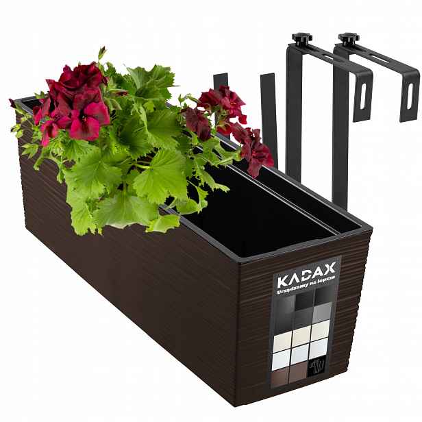 Květináč Balkonový Truhlík Rukojeti 19x56cm Mokka