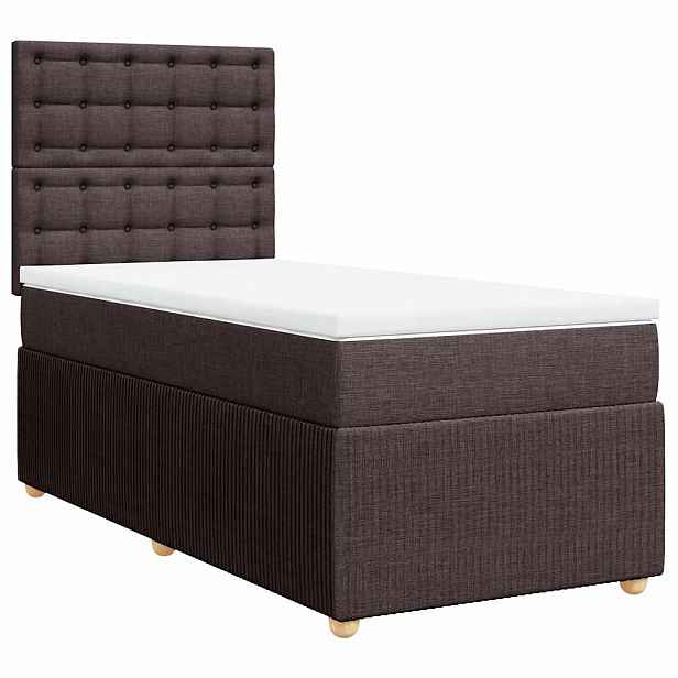 vidaXL Box spring postel s matrací tmavě hnědá 90x190 cm textil