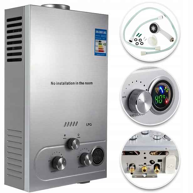 Plynový průtokový ohřívač vody LPG/Propan-Butan 8 l/min, 16 kW