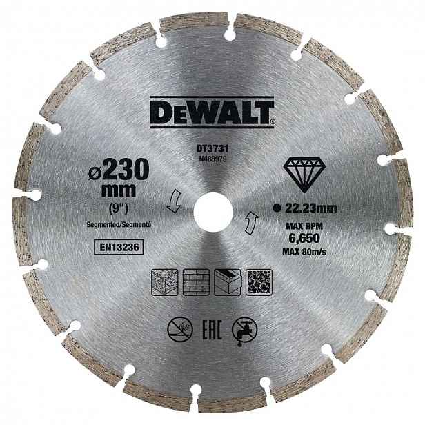 DeWALT - Diamantový kotouč na suché řezání betonu a cihel - 230 x 22,2 mm DT3731