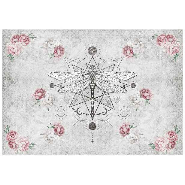 Fototapeta Růžový květ vážka vintage geometrie boho 400x280 lepidlo