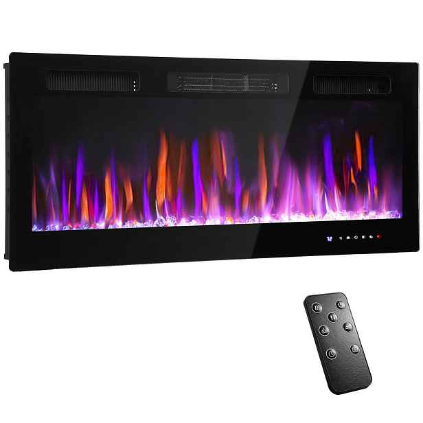 HOMCOM ELEKTRICKÝ KRB s topením, 11 barevných efektů plamenů, 12 barev křišťálu