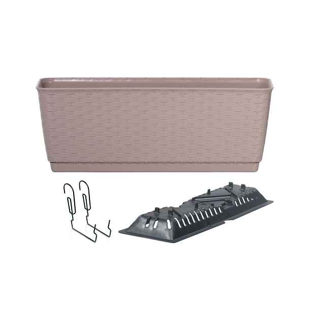 Prosperplast Truhlík s háky TEZIR mocca, varianta 38,6 cm