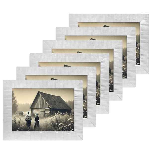 Sada 5 rámků 15x21 cm Vintage stylizované přírodní dřevo Bílá