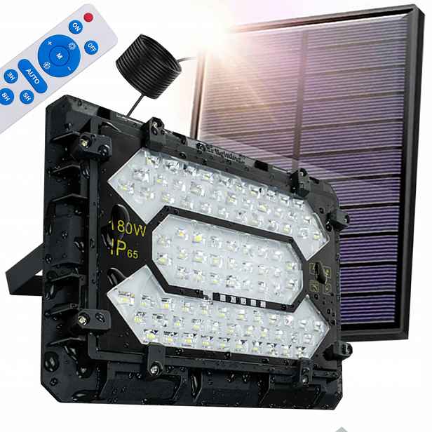 Velmi výkonný solární halogenový Led reflektor 180W Venkovní lampa Dálkový Ovladač