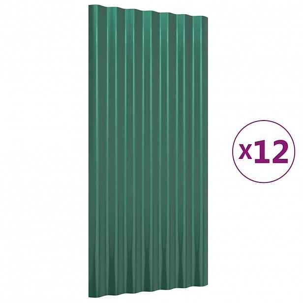 vidaXL Střešní panely 12 ks pozinkovaná ocel zelené 80 x 36 cm