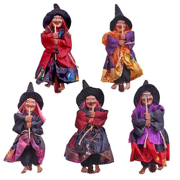 Čarodějnice Halloween 9 CM Na Koštěti, Figurka Z Pryskyřice, Dekorace