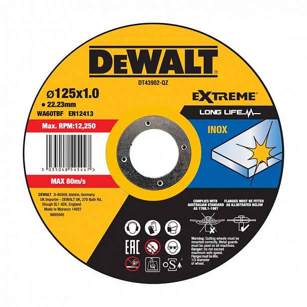 DeWALT - Řezný kotouč 125 x 22.2 x 1.0 mm DT43902