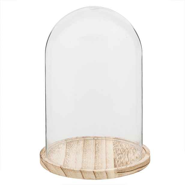 Dřevěný podnos se skleněným krytem - Ø 17*25 cm Clayre & Eef