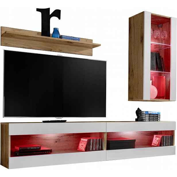 Sada Rtv nábytku Tivoli SET5 Dub Wotan/Bílá, Rgb Led