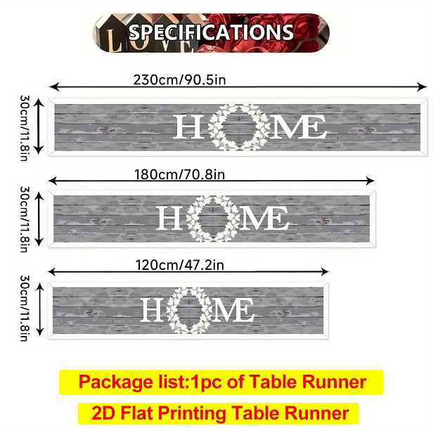 TEMU 2D plochý potah na stůl s potiskem, 1 ks, domácí teplý design, polyesterový běhoun na stůl vhodný do restaurace, kavárny jídelny, pod TV, na