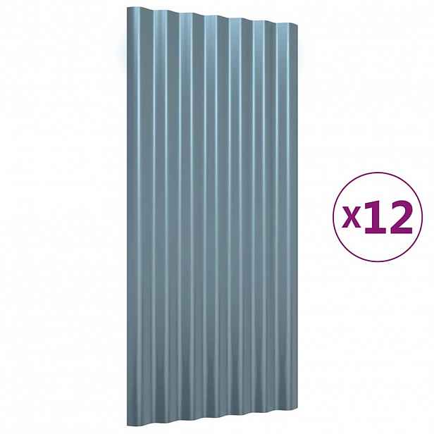 vidaXL Střešní panely 12 ks pozinkovaná ocel šedé 80 x 36 cm