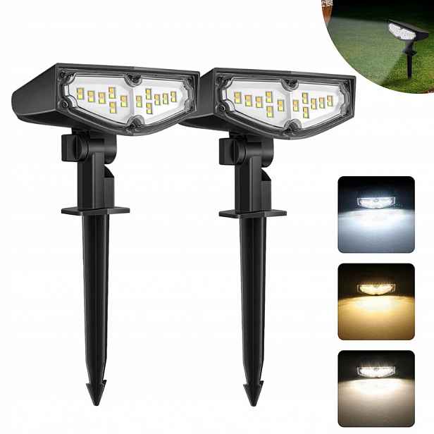 2 Solární lampa do zahrady Led reflektor s senzorem Vodotěsná