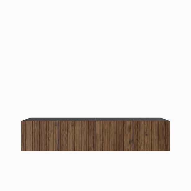 MASSENO ZÁVĚSNÝ TV STOLEK LIVO, 200/41/40 cm, černý /, dekor dub
