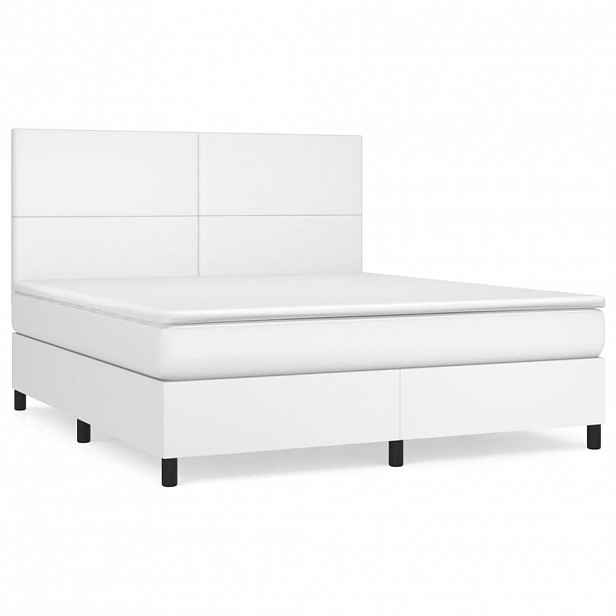 vidaXL Box spring postel s matrací bílá 180x200 cm umělá kůže