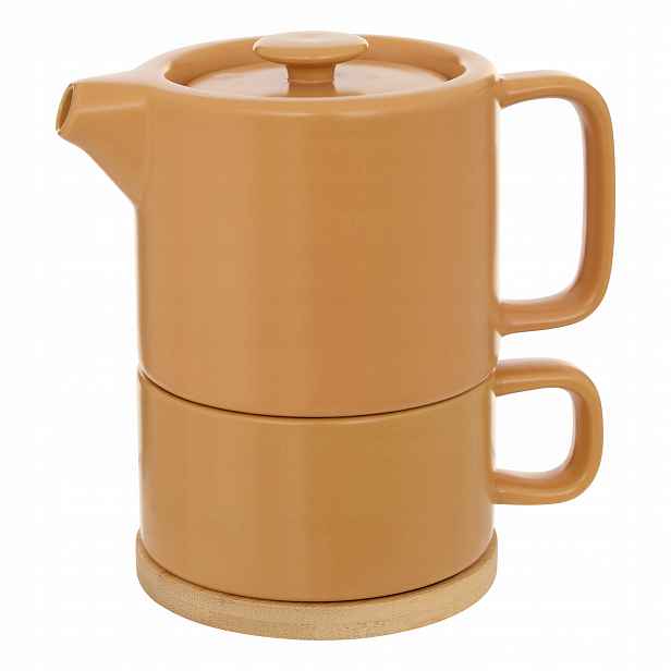 Keramická Konvice Na Čaj 700 ML Okrová, Rozměry 14,5 X 9,7 X 14,2 CM
