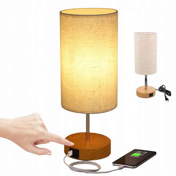Kovová Noční Lampa E27 2X Usb Nabíječka Do Obývacího Pokoje Ložnice Kanceláře