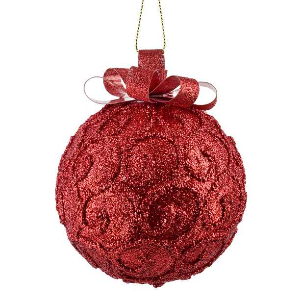 Mondex Vánoční baňka SANTA LILA Ribbon 10 cm červená