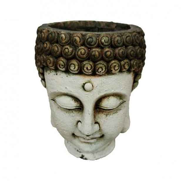 Obal hlava Buddha keramika šedá 18,5cm