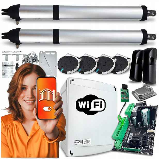 Pohon pro Dvojkřídlovou Bránu 8 m Wifi Tuya 4 x Pilot Fotobuňky Automat