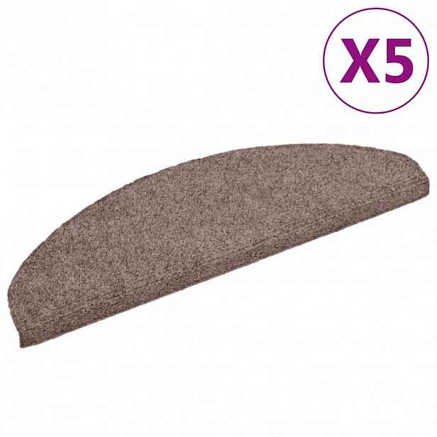 vidaXL Schodové rohože samolepicí 5 ks 65 x 21 x 4 cm světle hnědé, půlkulaté, velké