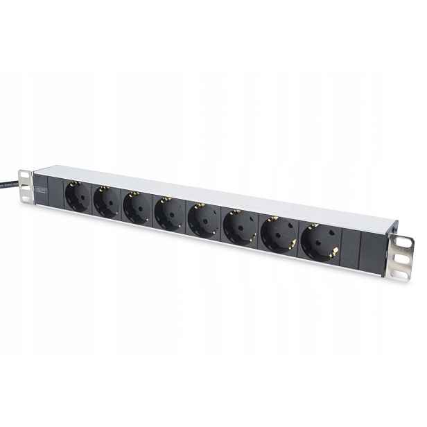 Zásuvková lišta Pdu 19" Rack 8xSchuko, 2m kabel, 1xSchuko, 16A, hliníková