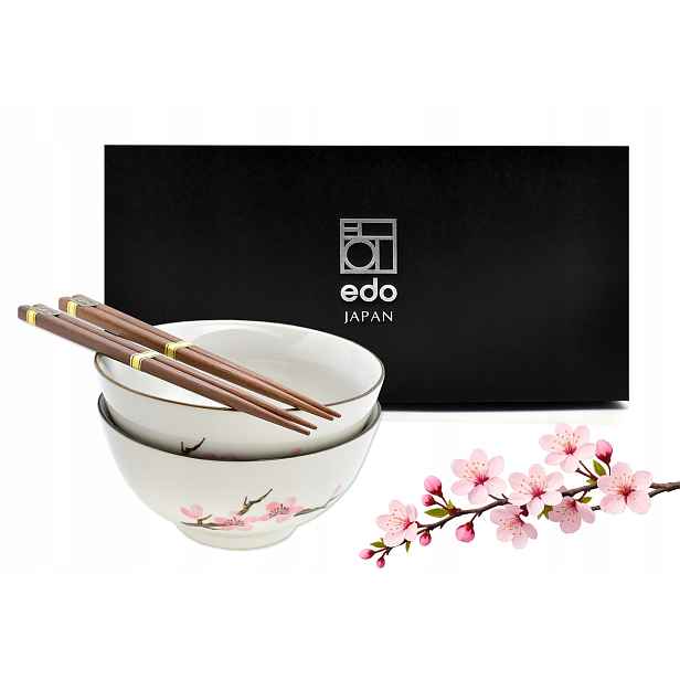 Sada 2 misek s paličkami Sakura 15 cm 450 ml