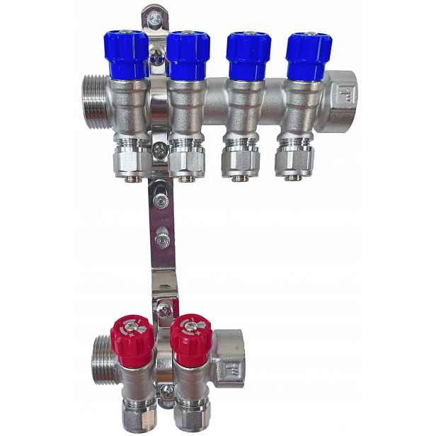 X-home Rozdělovač Pex 1“ x 16 mm 4 Okruhy Studené Vody 2 Okruhy Teplé