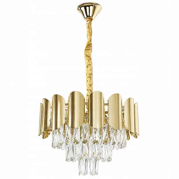 Závěsná lampa Kulatá Zlatá Krystaly 5 bodů E14 Exkluzivní Toolight