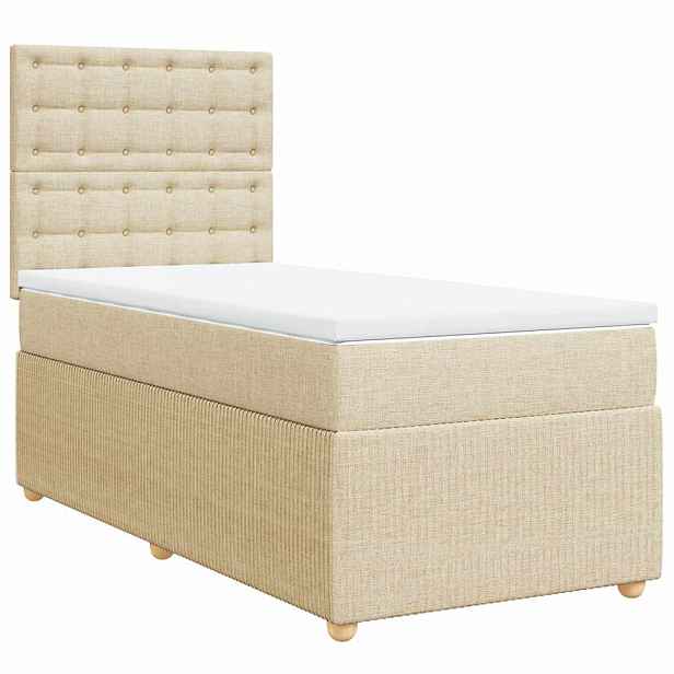vidaXL Box spring postel s matrací krémová 90x190 cm textil