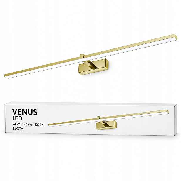 Nástěnná lampa Venus 24W 120 cm zlatá Led do šatny 4200K IP44 1640lm