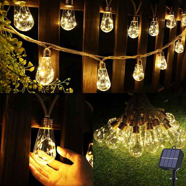 Solární Led Světelný Řetěz 8 M, 160 Diod, Dekorativní Žárovky, Voděodolný