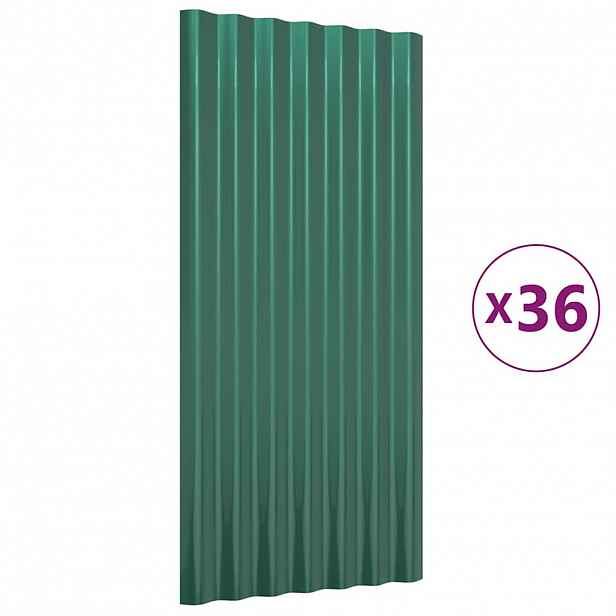 vidaXL Střešní panely 36 ks pozinkovaná ocel zelené 80 x 36 cm