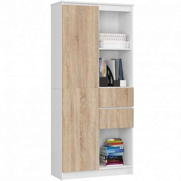 RAUMHIRSCH FURNITURE STOJANOVÁ POLIČKA bílá, dub Sonoma 180/80/35