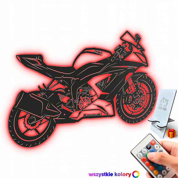 Dřevěný 3D obraz Kawasaki Ninja 636 Nástěnná Dekorace Noční Lampa Led XL