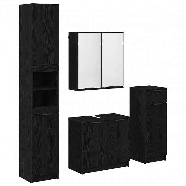 vidaXL Sada koupelnového nábytku 4 ks Černý dub 64,5 x 33,5 x 59 cm