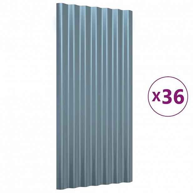 vidaXL Střešní panely 36 ks pozinkovaná ocel šedé 80 x 36 cm