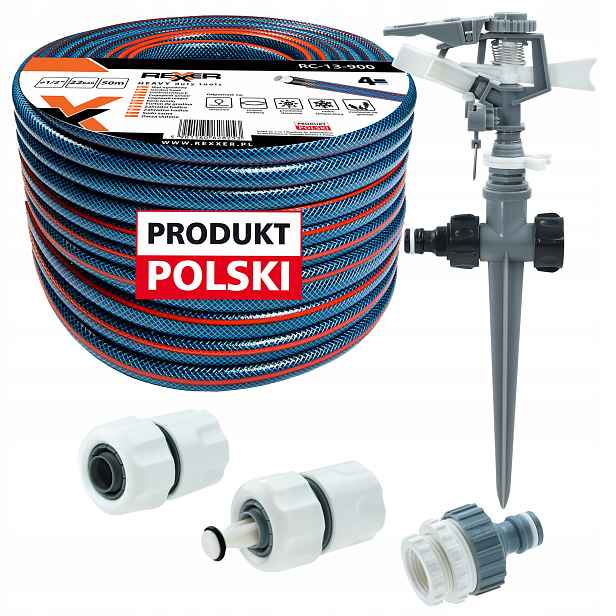 Hadice 1/2" 50 M 4 Vrstvá Spojky Zavlažovač Polský