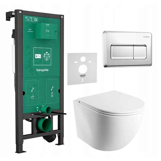 7v1 Wc Set Stelaz Hansgrohe iFrame Wc Mísa Omnires Matná Tlačítko