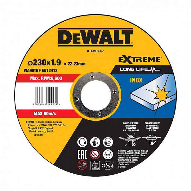 DeWALT - Řezný kotouč 230 x 22.2 x 1.9 mm DT43909