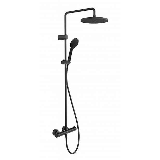 Duravit - Sprchový set s termostatem, průměr 25 cm, 3 proudy, matná černá TH4282008046